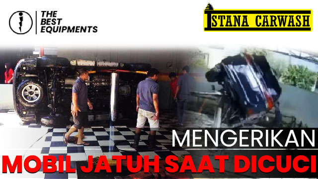 mobil jatuh saat cuci mobil MENGERIKAN: Mobil Jatuh dari Hidrolik Saat Cuci Mobil